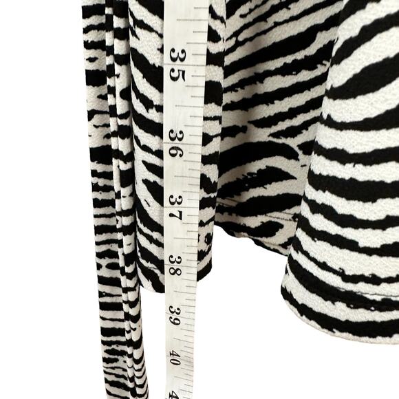 Zebra Print Wrap Dress Womens SZ S Long Sleeve Stretchy Belted Boho Animal Soft - Picture 10 of 15